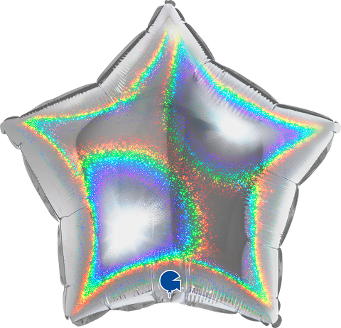 Hopeanvärinen hologrammi tähti foliopallo