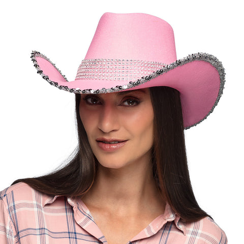 Cowboy hattu paljeteilla, pinkki