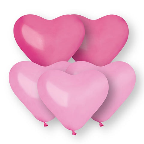 Sydänilmapallo vaaleanpunainen ja pinkki 25 cm 5 kpl/pss