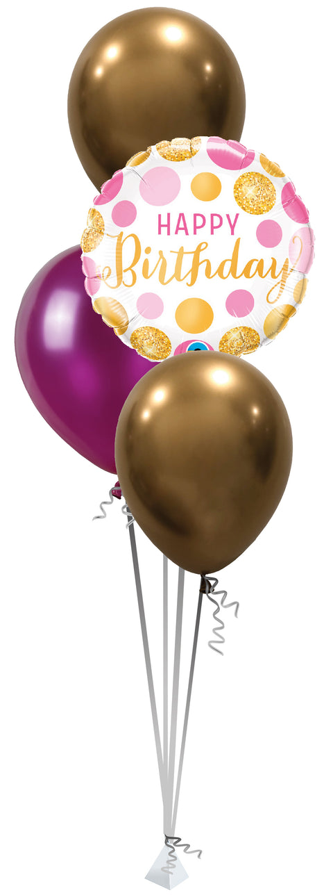Palloboxi ilmapalloasetelma, Hyvää syntymäpäivää pinkki-kulta M