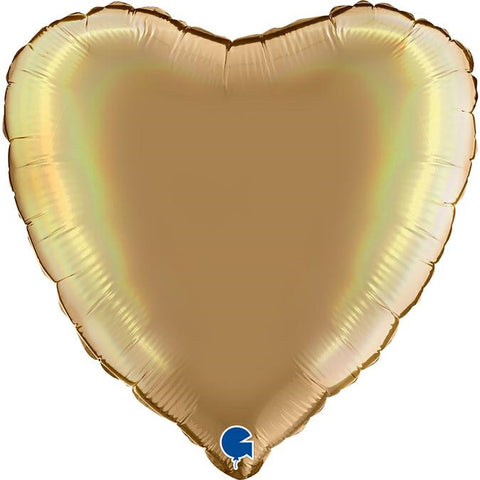 Kulta sateenkaaren väreissä kuultava sydän foliopallo