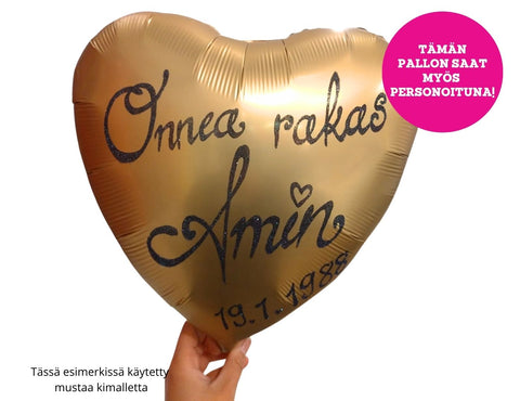 Satiinikulta sydän foliopallo