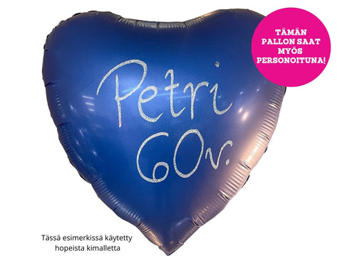 Satiinitummansininen sydän foliopallo