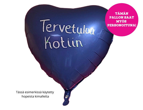 Satiinitummansininen sydän foliopallo