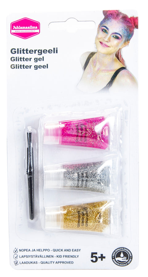 Glittergeelituubit 3 kpl/pkt