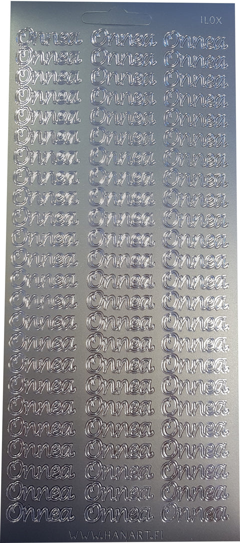 Onnea ääriviivatarra hopeanvärinen, arkki 10 x 23 cm
