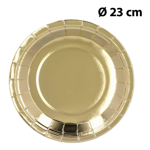 Suuri pahvilautanen kullanvärinen 23 cm 6 kpl/pkt
