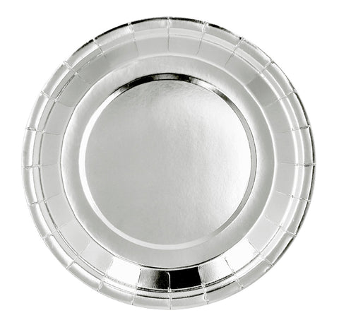 Suuri pahvilautanen hopeanvärinen 23 cm 6 kpl/pkt