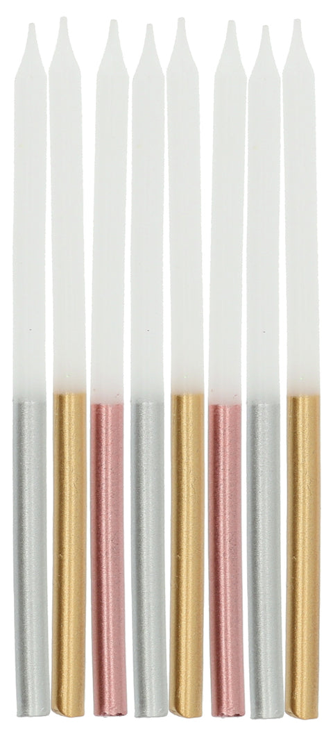 Kakkukynttilät 10 cm metallivärisekoitus 24 kpl/pkt