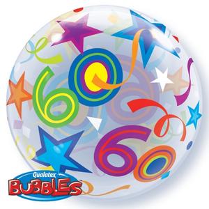 Synttärionnittelut: Tähdet 60 v, läpikuultava kuplailmapallo