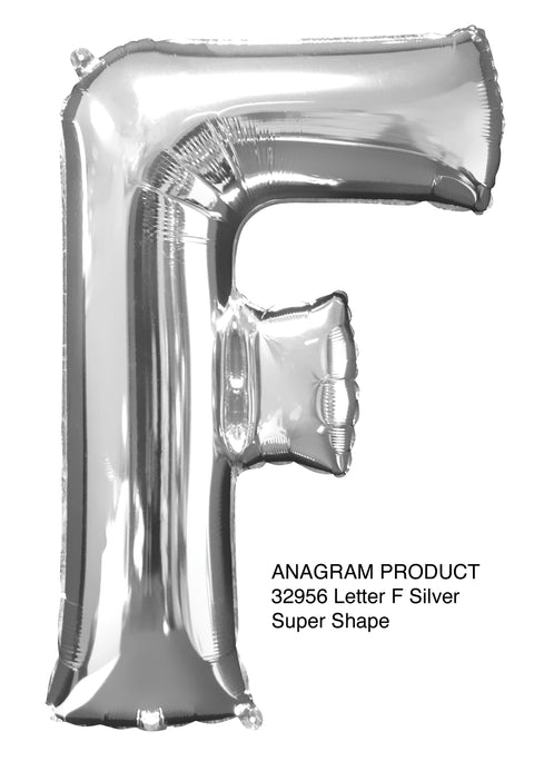 Kirjainfolio F hopeanvärinen 86 cm