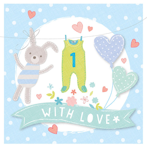 Mini onnittelukortti - With love boy