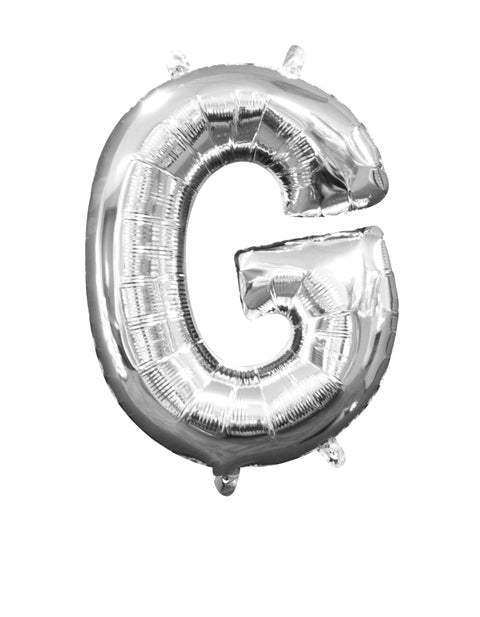 Kirjainfolio G hopeanvärinen puhallettava 40 cm