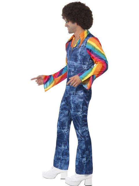 Haalari Groovy sateenkaari 70-luku aikuisten naamiaisasu