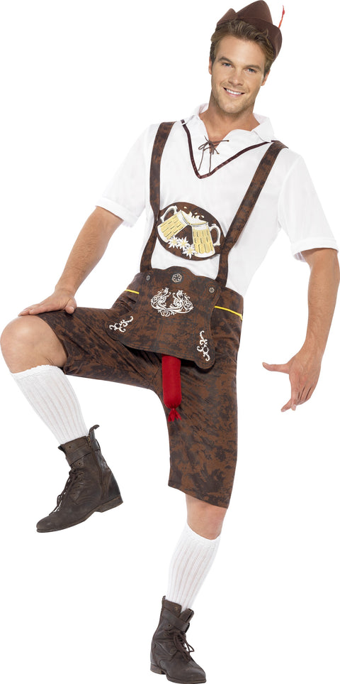 Brad Wurst Lederhosen aikuisten naamiaisasu
