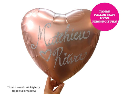 Satiiniruusukulta sydän foliopallo