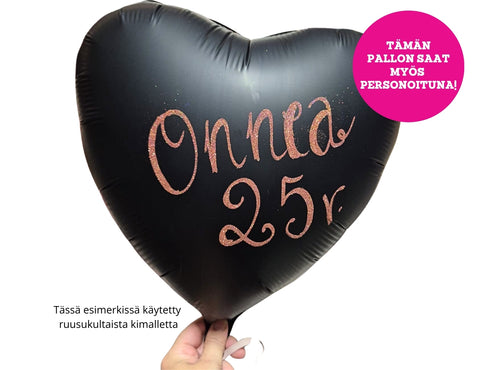 Satiinimusta sydän tavallinen foliopallo