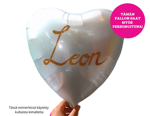 Satiinivalkoinen sydän tavallinen foliopallo