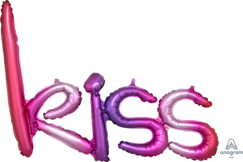 KISS kirjaimet pinkki-lila puhallettava foliopallo