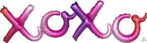 XOXO kirjaimet pinkki-lila puhallettava foliopallo