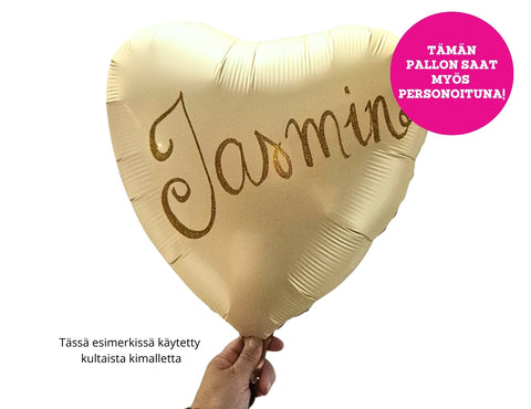 Satiinivaaleankeltainen sydän foliopallo