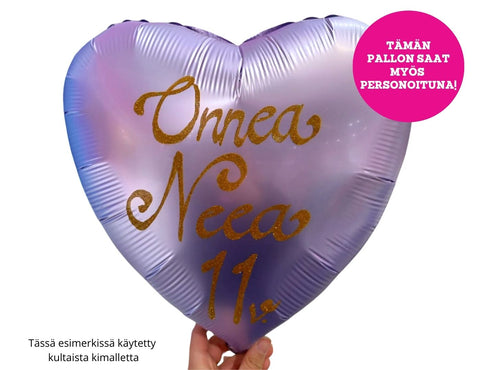 Satiinilila sydän foliopallo