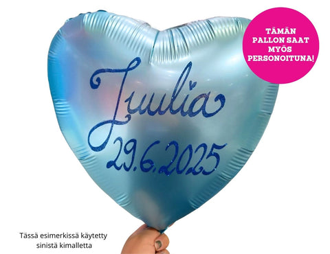 Satiinivaaleansininen sydän foliopallo