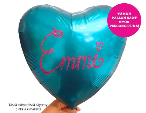 Satiiniturkoosi sydän foliopallo