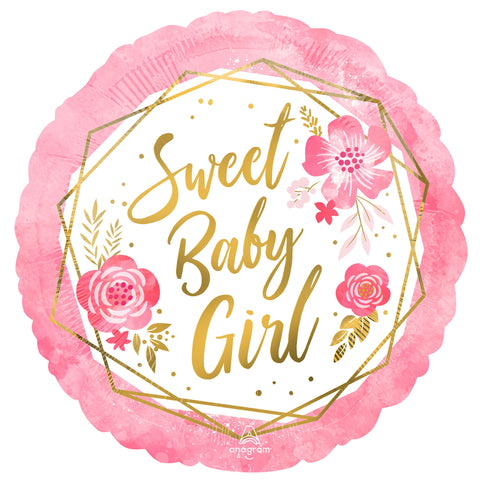 Sweet baby girl vaaleanpunainen foliopallo