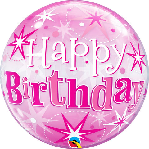 Happy Birthday pinkki läpikuultava kuplailmapallo