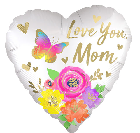 Love you Mom sydän satiini foliopallo