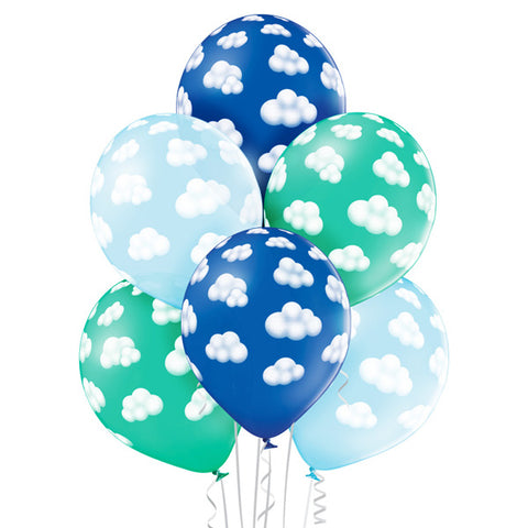 Pilvet ilmapallo 30 cm sini-vihreät sävyt 6 kpl/pkt