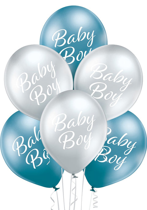 Baby Boy ilmapallo 30 cm metallikromi 6 kpl/pss