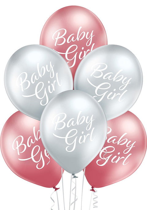 Baby Girl ilmapallo 30 cm metallikromi 6 kpl/pss