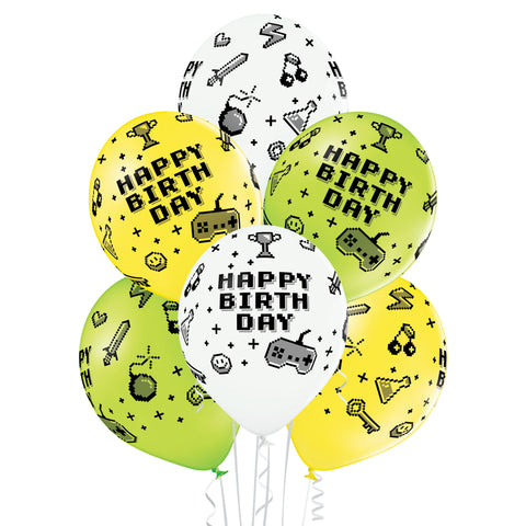 Happy Birthday pelimaailma ilmapallo 6 kpl/pss