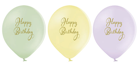 Ilmapallo 30 cm Happy Birthday pastellivärit 6 kpl/pss