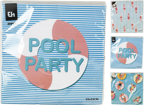 Pool Party suuri lautasliina 20 kpl/pkt (3 eri vaihtoehtoa)