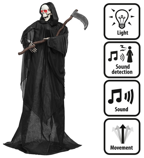 Viikatemieskoriste 180 cm äänellä, valolla ja liikkeellä