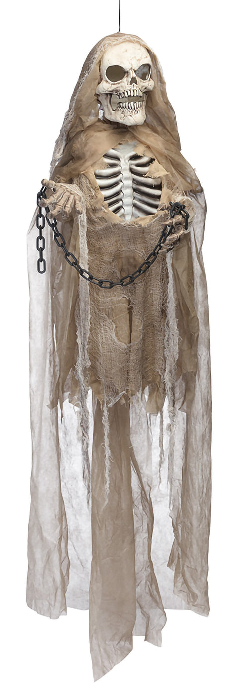 Ripustettava luurankokoriste 180 cm äänellä, valolla ja liikkeellä