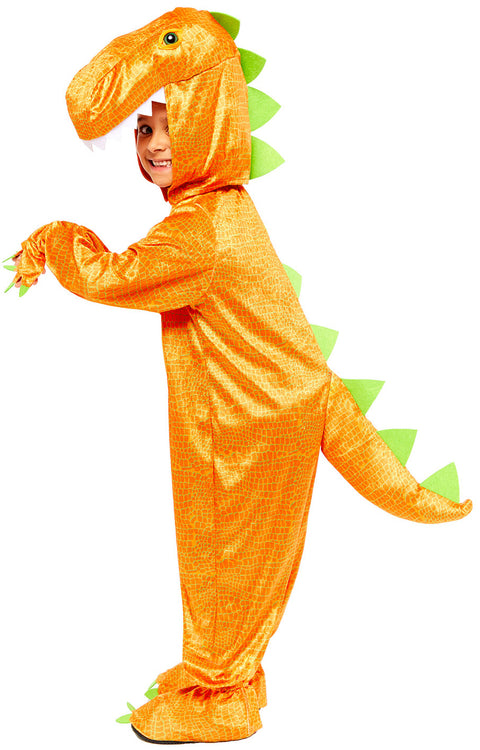 Dinosaurushaalari oranssi lasten naamiaisasu