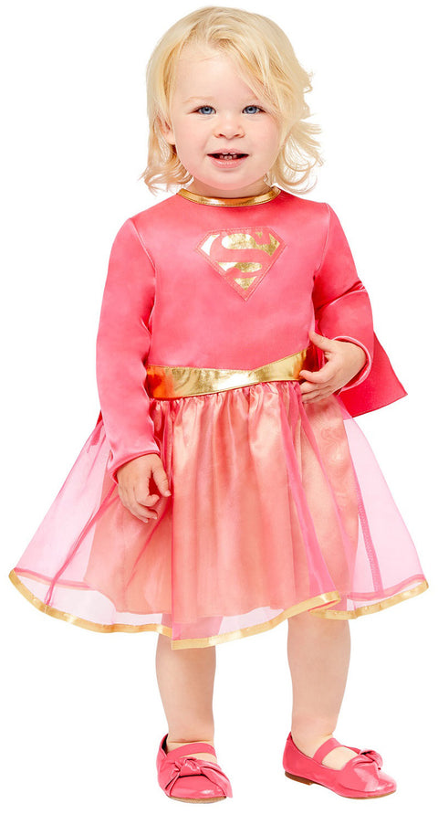 Supergirl pinkki lasten naamiaisasu 98 cm 2-3 v
