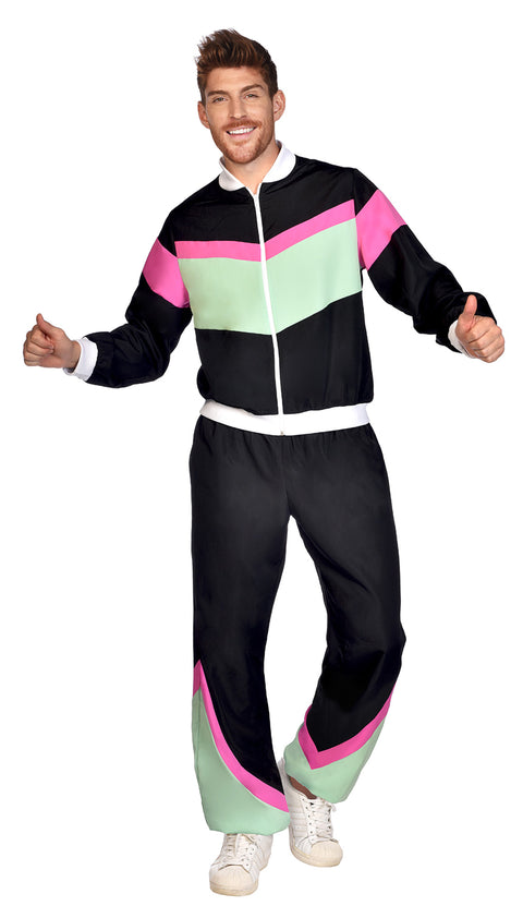 Mens Costume 80's Joggersuit Black L