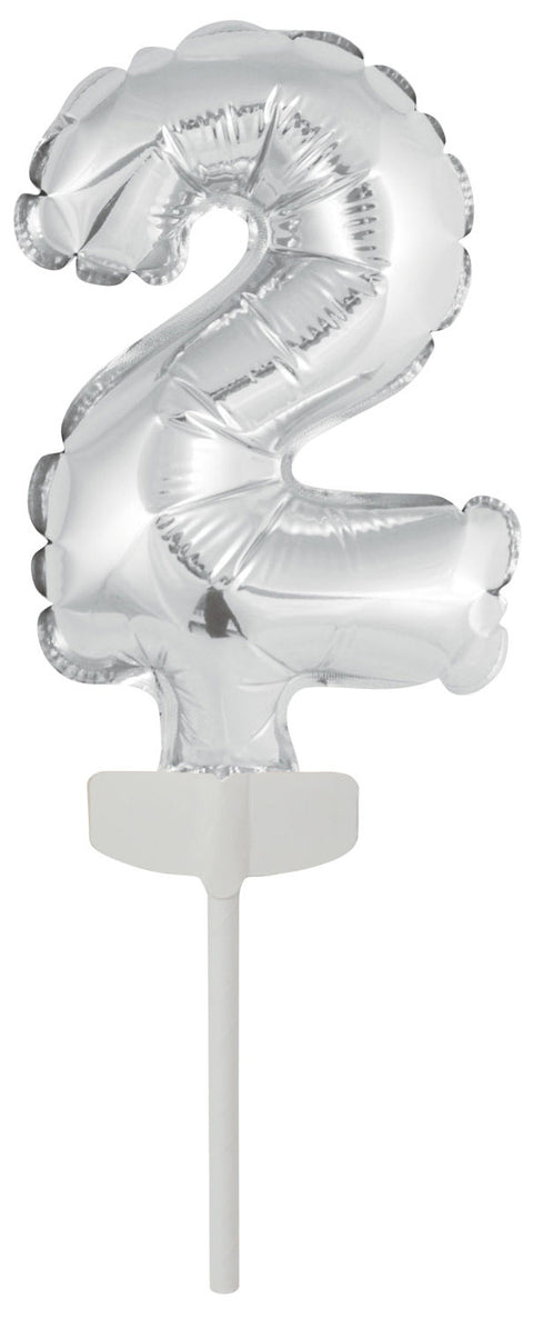 Kakunkoriste numerofoliopallo 2 hopeanvärinen 11 x 7 cm