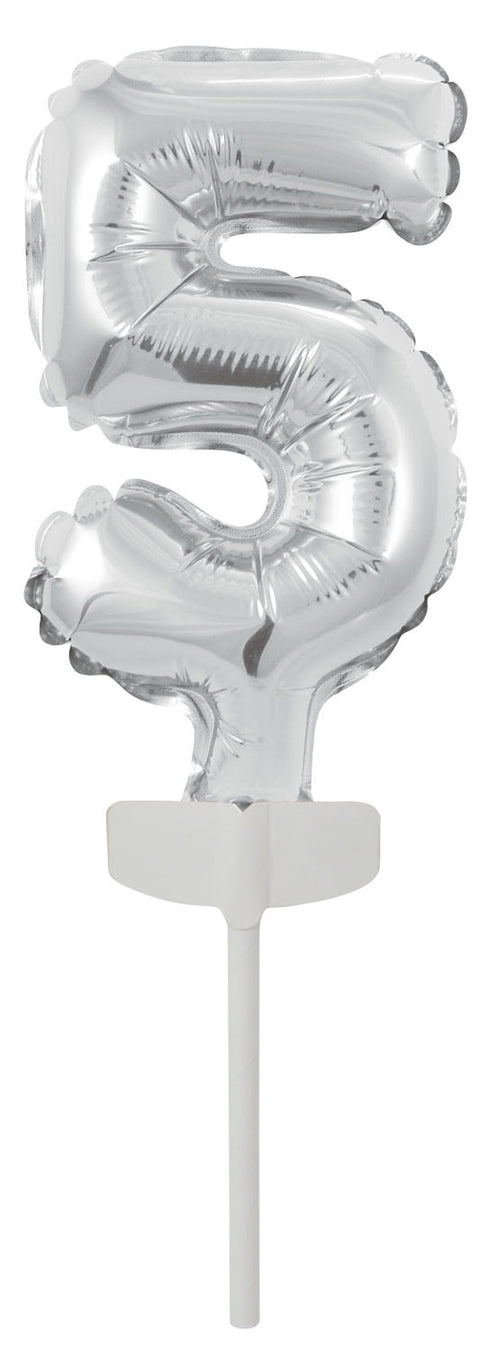 Kakunkoriste numerofoliopallo 5 hopeanvärinen 11 x 7 cm