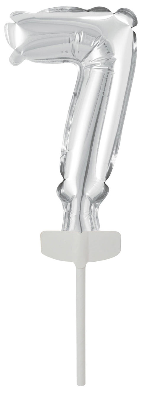 Kakunkoriste numerofoliopallo 7 hopeanvärinen 11 x 7 cm