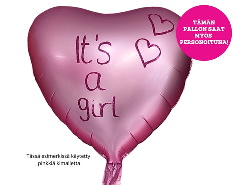 Satiinipinkki sydän foliopallo