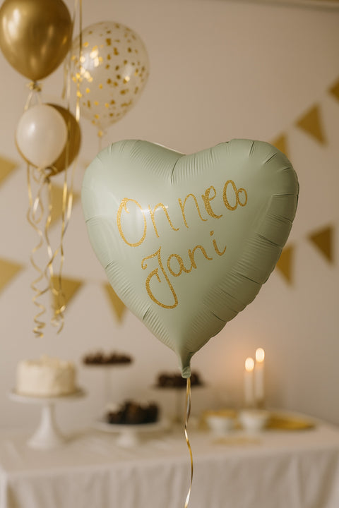 Satiinimintunvihreä sydän foliopallo