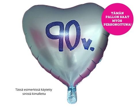 Satiinivaaleansininen sydän foliopallo