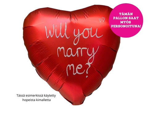 Satiinipunainen sydän foliopallo