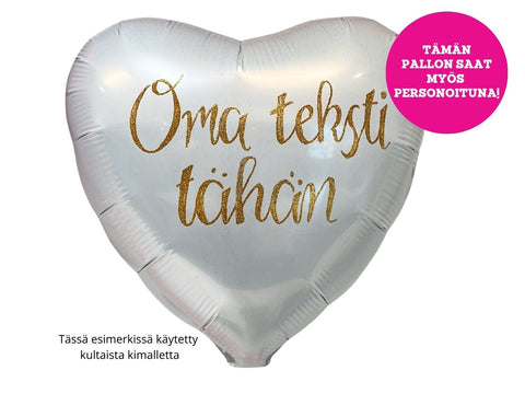 Satiinivalkoinen sydän foliopallo